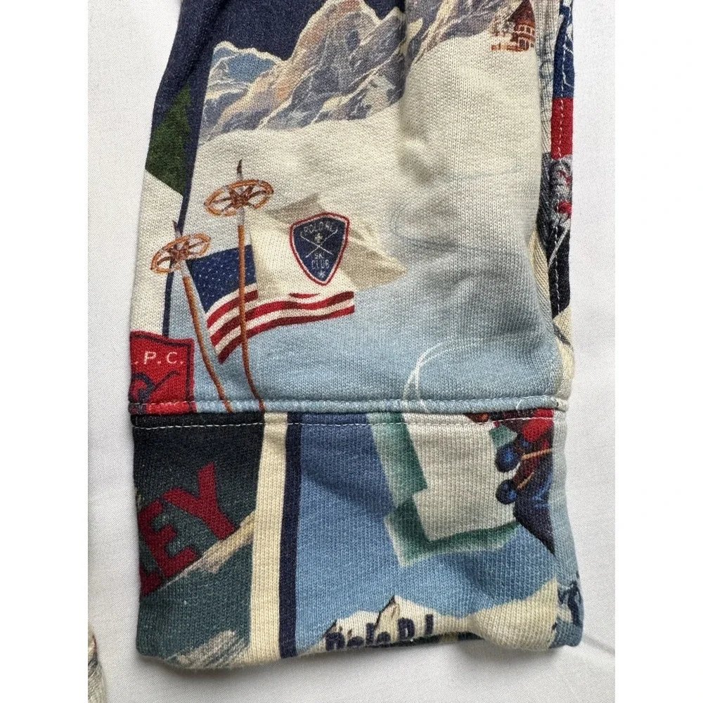 Polo Ralph Lauren Ski Patchwork Fleece Hoodie Men M $298 Ski Graphics